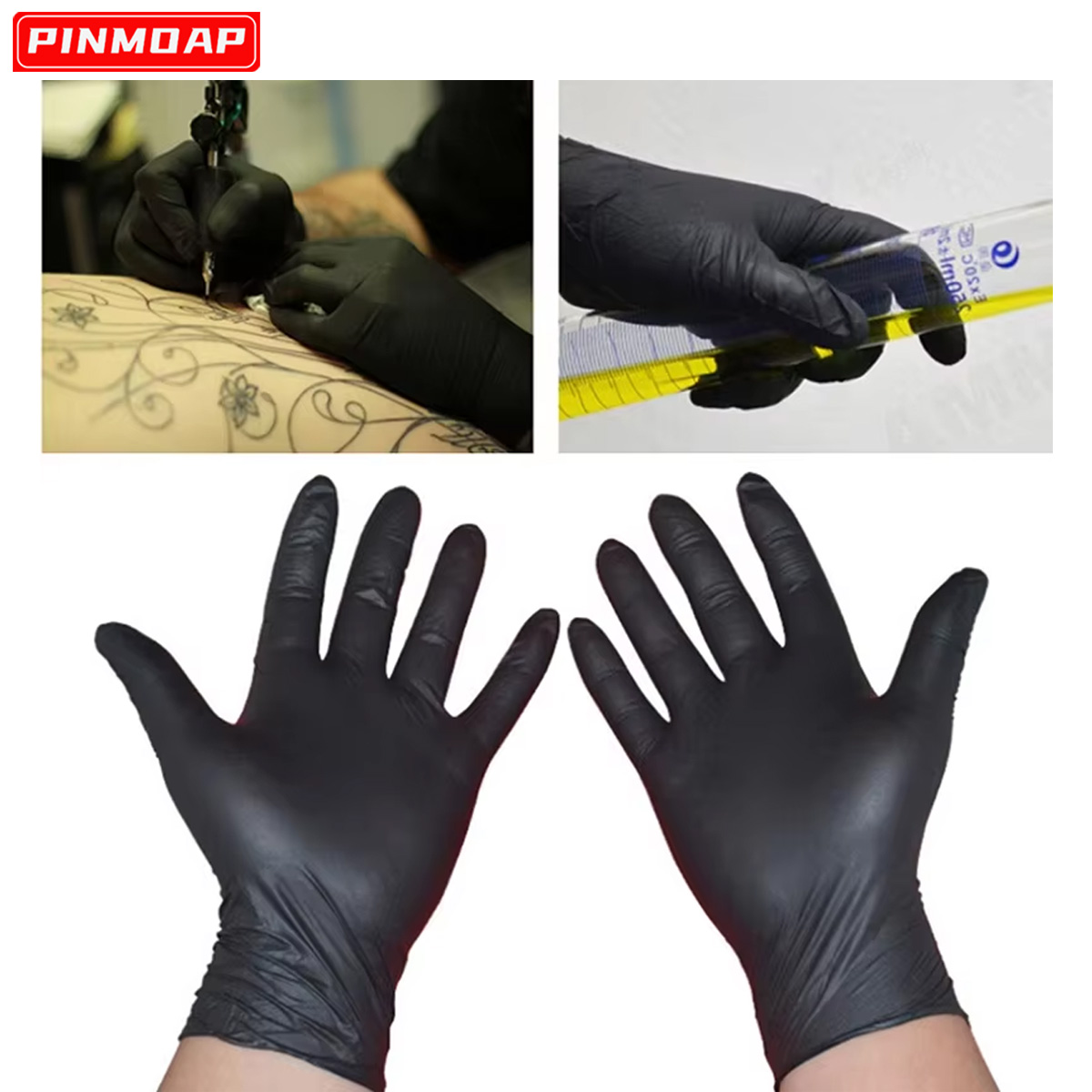 Latex Disposable Glove - 10/50 Pcs Disposable Black Nitrile Gloves