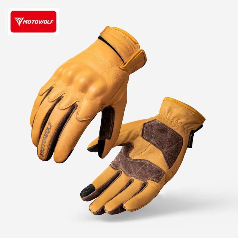 Leather Motorcycle Gloves Retr - Motorcycle Glove Knuckle ulasan dan harga