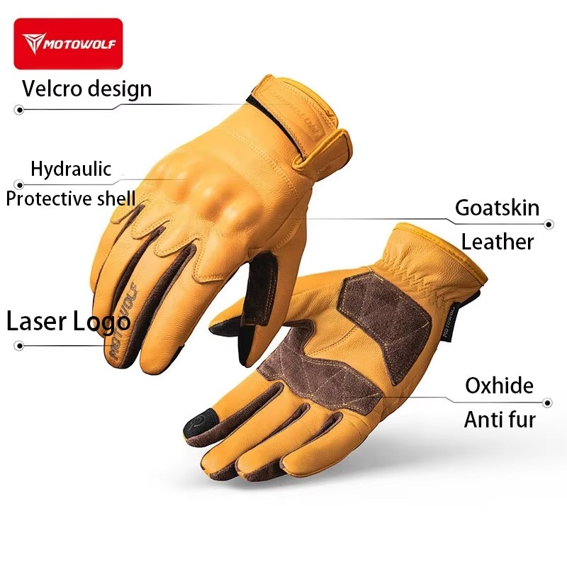 Leather Motorcycle Gloves Retr - Motorcycle Glove Knuckle ulasan dan harga