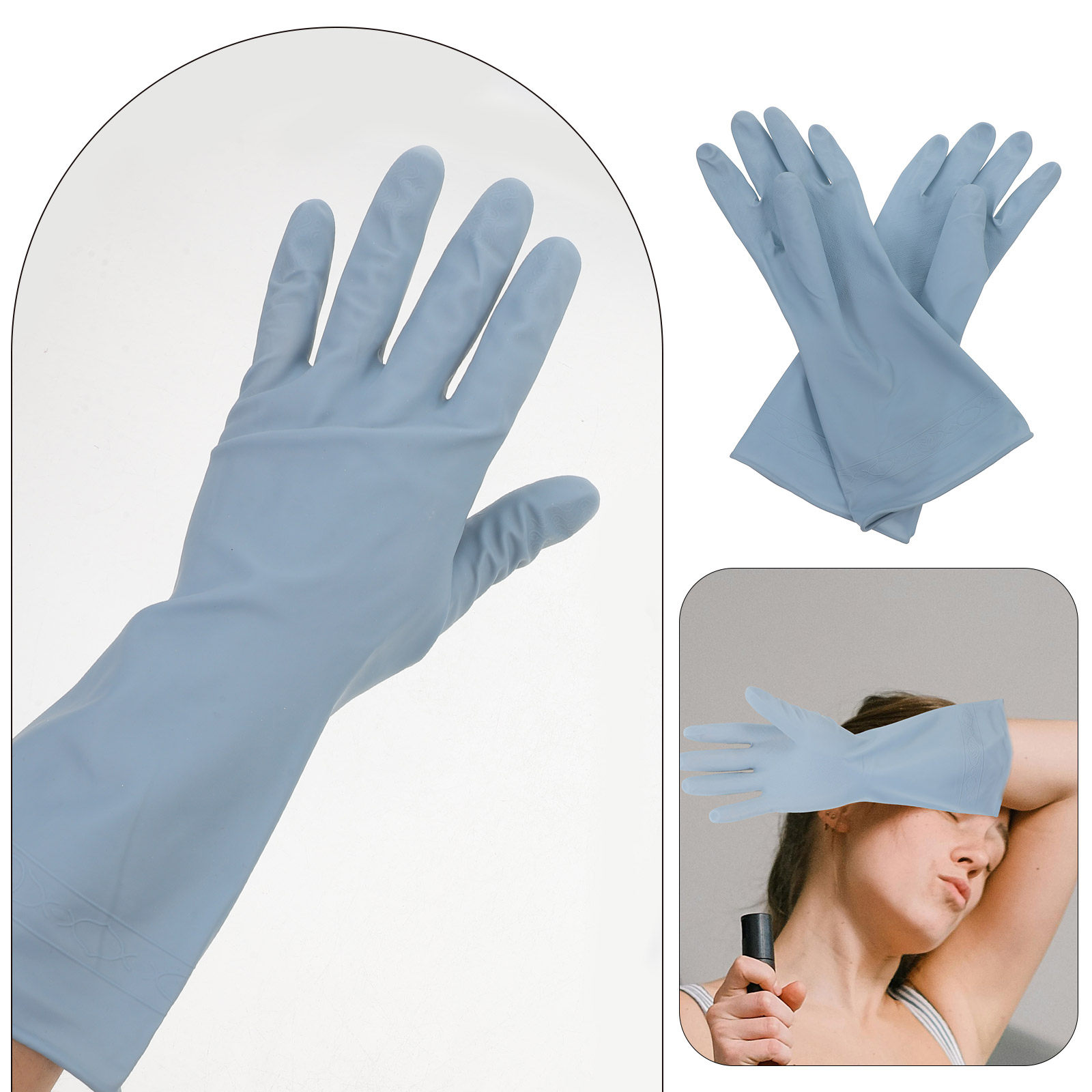 3Pairs Long Dishwashing Gloves - Dish Glove Rubber ulasan dan harga